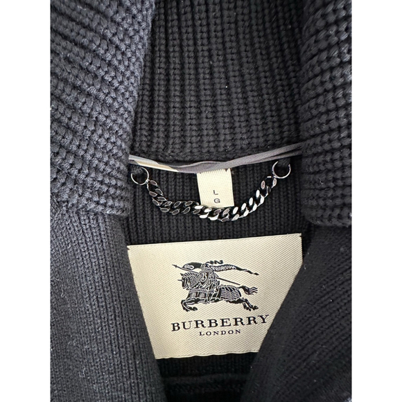 Women's Burberry Knit Jacket Size L Black - Picture 4 of 13